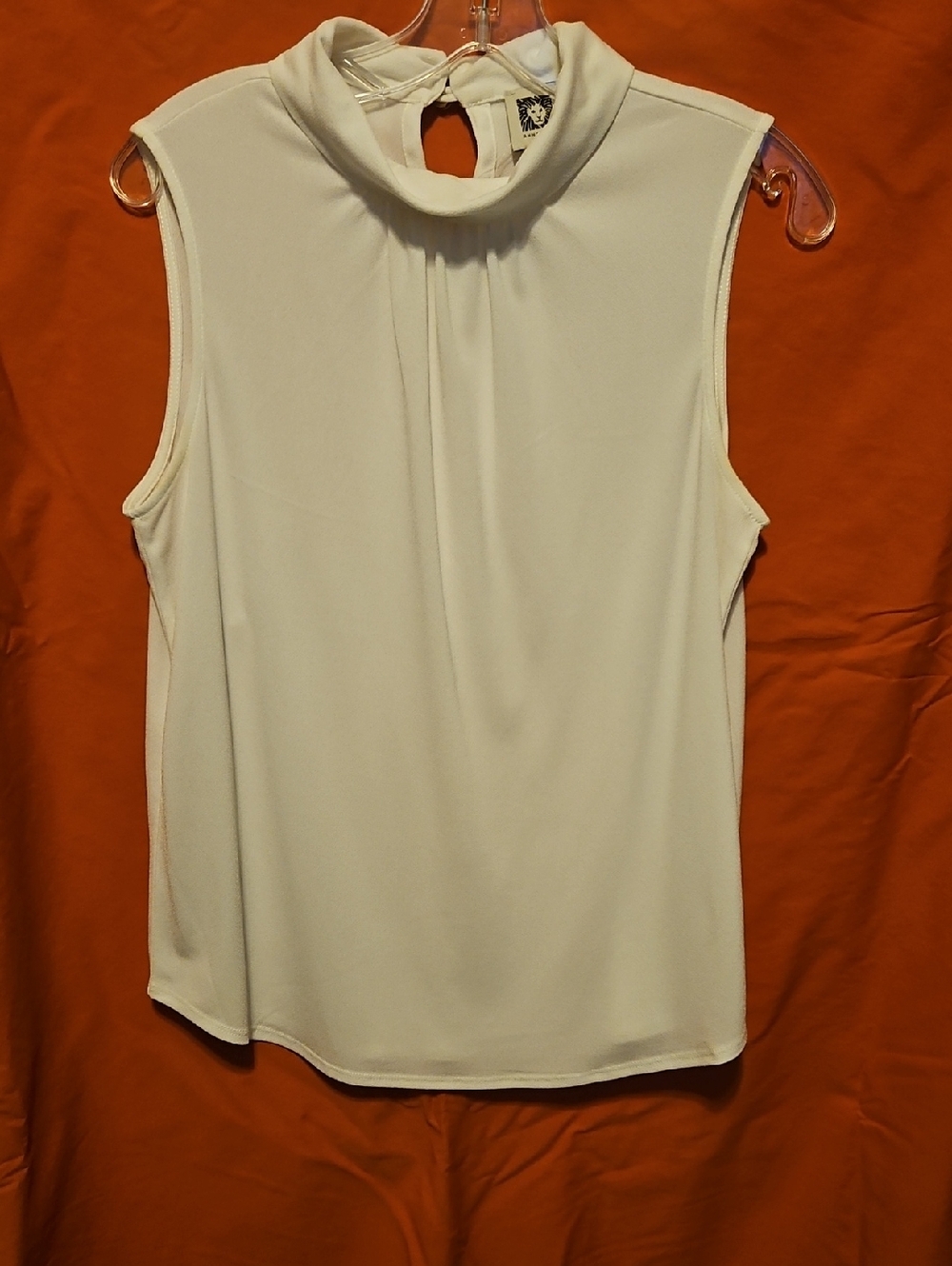 Anne Klein Cream Sleeveless Mock Neck Tank